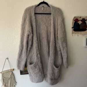 Free people faux fur cardigan size large Sweater